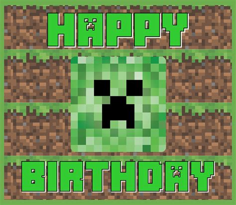 Minecraft Happy Birthday Card Printable Free